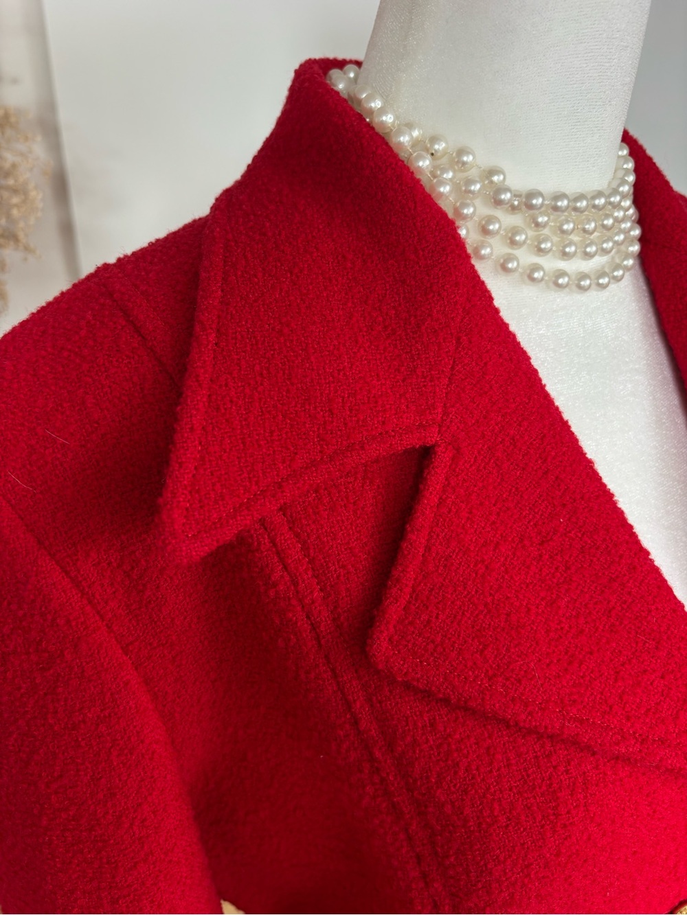 Virgin Wool Red Gold Button Blazer XS Military Luxe Holiday Y2K The Limited Fall - Picture 6 of 13
